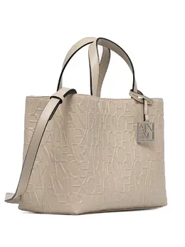 Сумка-тоут среднего размера с монограммой Armani Exchange, нейтральный 30460074 | нейтральные цвета