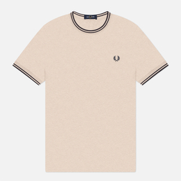Fred Perry: Бежевая футболка  Twin Tipped