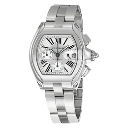 Pre-owned Cartier Roadster Chronograph Silver Dial Mens Watch w62019x6