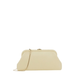 Jimmy Choo Skylar White Clutch With Chain-Link Shoulder Strap And Kiss-Lock Closure With Logo Plaque In Leather Woman skylarjbmbuttermilklightgold