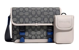 Coach Кожаный мессенджер сумка через плечо унисекс черный серый белый c8113-txe