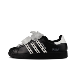 Adidas Кроссовки SUPERSTAR Low top Skateboard Unisex черно-белые, цвет Black White eg4959(team630-蕾丝蝴蝶） | black white