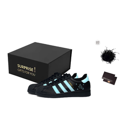 Adidas SUPERSTAR Star Yarn & Light Blue Антискользящие износостойкие низкие скейтерские кроссовки Unisex Черный Синий - Черный Синий, Подарок, цвет Black Blue, Giveaway eg4959(team551-星纱浅蓝s-box) | black blue, giveaway