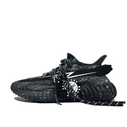 Adidas Yeezy Boost 350 V2 низкие повседневные кроссовки унисекс черные, цвет Black id4811(team499-白色闪光) | black