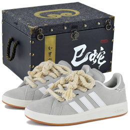 Adidas Гранд Корт Бейс 00s противоскользящие износостойкие лоу-топ скейтборд кроссовки унисекс серо-белые - серо-белые в подарочной коробке премиум-класса 5 ih6185(team96-灰朵s-box) | gray white-high-end gift box 5