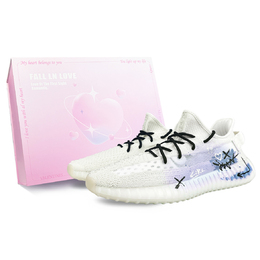 Adidas Изи Буст 350 В2 Абразивоустойчивые низкие кеды унисекс белый фиолетовый, цвет White Purple hq6316(team373-哥特幻梦box) | white purple