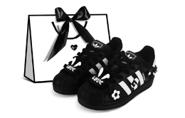 Adidas Суперстар 2 устойчивые к истиранию лоу-топ скейтборд кроссовки унисекс черно-белые, цвет Black White ji0079(team119-甜酷派对礼盒款) | black white