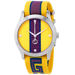 Gucci G-Timeless Yellow with Stipes Motif Dial Unisex Watch ya1264069