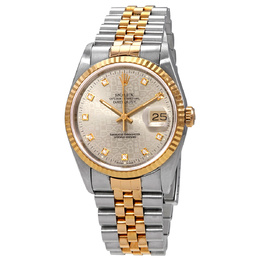 Pre-owned Rolex Datejust Automatic Diamond Silver Dial Mens Watch 16233 sjdj