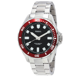 Fossil Dalton BQ2896 - Men's Quartz Watch with Black Dial and Red Bezel