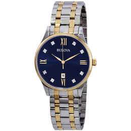 Bulova Classic Diamond Blue Dial Mens Watch 98d130