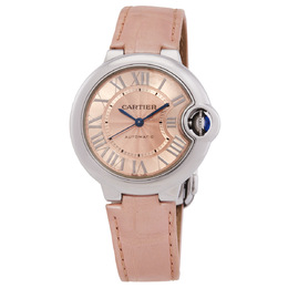 Pre-owned Cartier Ballon Bleu Automatic Pink Guilloche Dial Ladies Watch wsbb0031