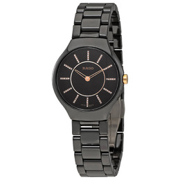 RadoTrue Black Dial Diamond Markers Ladies Ceramic Watch r27742702