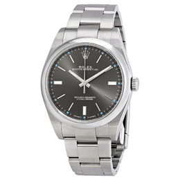 Pre-Owned Rolex Oyster Perpetual 39 Dark Rhodium Dial Stainless Steel Bracelet Automatic Mens Watch 114300drso