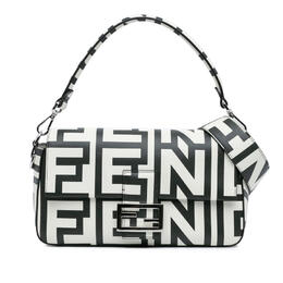 Pre-owned Fendi Marc Jacobs Nappa Vitello King Logo Print Baguette Phone Pouch Satchel 8br600 amwq 229 0501