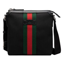 Сумка Men's Gucci Red Green Stripe Webbing Leather Logo Canvas Shoulder Messenger Bag Black 631195-kwt7n-1060 | black
