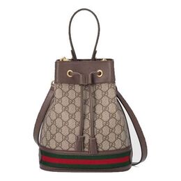 Сумка (WMNS) Gucci Ophidia Logo Stripe Webbing Canvas Drawstring handbag Small / Brown Classic 550621-96i3b-8745 | cream