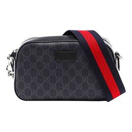 Сумка Gucci Logo Stripe Webbing Leather Shoulder Bag 'Black Red' 574886-k5rln-1095 | grey