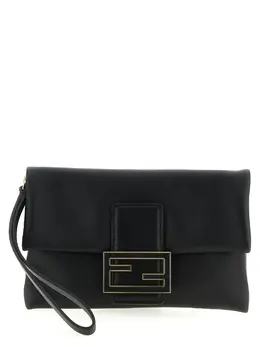Fendi-Mamma Baguette Clutch Nero-Donna 53086917034324
