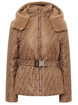 FENDI: Пуховик с принтом 