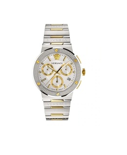 Versace Greca Logo Chronograph Quartz Silver Dial Mens Watch vez900321