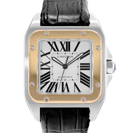 Pre-owned Cartier Santos 100 Automatic Silver Dial Mens Watch w20072x7