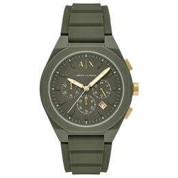 Armani Exchange ax4169 Chronograph Quartz Mens Watch Green Dial Stainless Steel & Rubber Strap