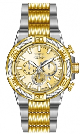 Invicta Bolt Chronograph GMT Quartz Gold Dial Mens Watch 49902