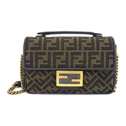 Fendi Сумка багет с деталями из телячьей кожи, портативная сумка кроссбоди, коричневая женская сумка через плечо среднего размера 8br793-akbz-f1em3