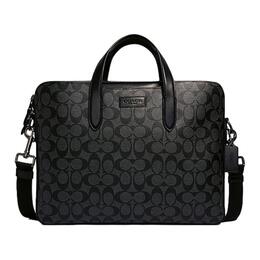 Coach Пенн холщовая с кожаными вставками сумка для ноутбука, портфель, сумка через плечо, кроссбоди, большая мужская сумка charcoal black c2837-qbmi5