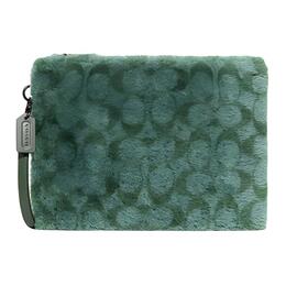 Coach Сумка на запястье клатч большая women's green из шерсти и перчаточной кожи cc157-pst