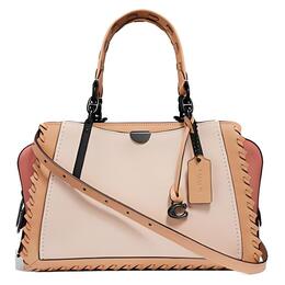 Coach Сумка-мечтательница через плечо из натуральной кожи коровы с замковой строчкой, средний размер, женская, бежевый и оранжево-розовый 69612-v5or4