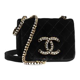 Chanel Вельюровая сумка с клапаном, наплечная сумка, мини кроссбоди женская black as2599-b05922-94305