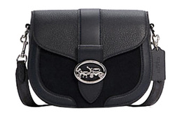 Coach Кожаное плечо Georgie, седельная сумка, маленькая женская кроссбоди black c6432-svf23