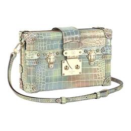 Louis Vuitton Маленький жесткий чемоданчик из яркой кожи аллигатора, женская сумка через плечо, кроссбоди пастельный коралловый n99724