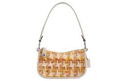 Coach Сумка-кроссбодди Swinger Herringbone с кожаными вставками, маленькая женская сумка через плечо Silver & Neutral Multicolor cp444-lhn5m