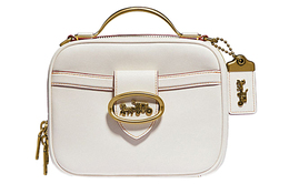 Coach Кожаная сумка riley маленькая квадратная, сумка для фотоаппарата, женская сумка, сумка через плечо, маленькая белая кроссбоди 93846-b4ha