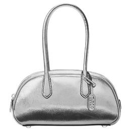 Michael Kors Кожаная сумка металлик, маленькая женская сумка через плечо silver 30f4s1us5m-silver