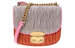 Miu Miu Сумка через плечо из ткани с кожаными деталями unisex оранжевый и серый 5bd025_2egj_foz2r