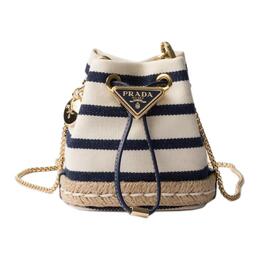 Prada Хлопковая сумка-ведро, миниатюрная женская сумка через плечо ivory & blue 1nr16h_2hjn_f0c56