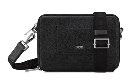 Christian Dior Клатч из зернистой телячьей кожи, кроссбоди, наплечная сумка мужская black 2cabc120ymj-h43e