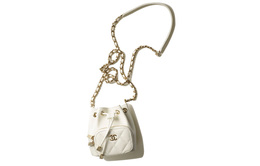 Chanel Сумка-ведро из зерненой телячьей кожи с металлической пряжкой, миниатюрная женская сумка через плечо или кроссбод белый ap2913-b05052-10601