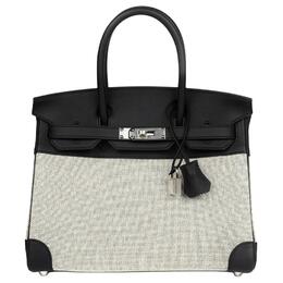 Сумка Birkin из кожи Swift с канвой Birkin, женская, в панда-расцветке Hermes h050051ckad