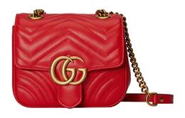 Gucci Сумка кросс-боди Marmont Leather, мини-сумка через плечо женская красная 739682-aabzc-6832