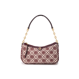 Tory Burch Сумка через плечо T Monogram Chenille Studio цвета claret/new cream 86553-632