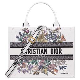 Christian Dior Сумка BookTote Lucky Collection Cotton With Calfskin, шоппер, сумка через плечо, женская ручная сумка Medium белая m1324cekl-m886