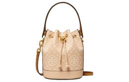 Tory Burch Кожаная сумка T Monogram, кожаная сумка-ведро, сумка через плечо, кроссбоди, мини-сумка для женщин light peach 88178-250 | light peach