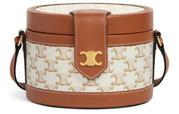 Celine Сумка-ланчбокс tambourtriomphe из коровьей кожи, портативная сумка через плечо, женская сумка через плечо white 195192bzj-01bc