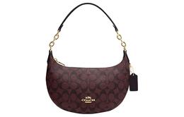 Coach Сумка-месяц Payton из покрытого холста с гладкой кожей, сумка через плечо, женская сумка через плечо, темно-красная ce620-imfcg