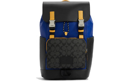 Coach Рюкзак Track Canvas с кожаной спинкой, большой, мужской, черный и синий c6655-qbtim